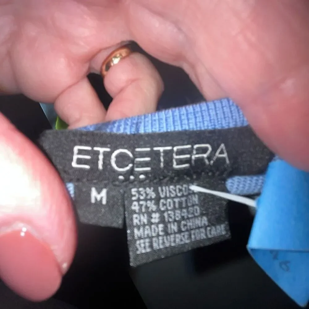 Etcetera sleeveless blue drape neck‎ blouse medium - Picture 6 of 6